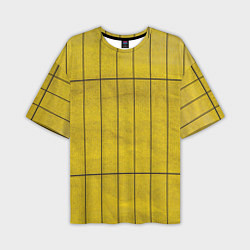 Футболка оверсайз мужская Жёлтый фон и чёрные параллельные линии, цвет: 3D-принт