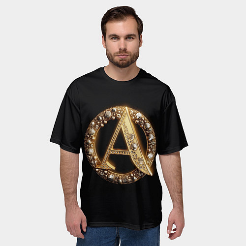 Мужская футболка оверсайз Ювелирная буква А / 3D-принт – фото 3