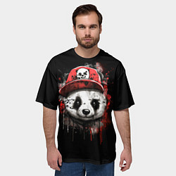 Футболка оверсайз мужская Панда в бейсболке граффити, цвет: 3D-принт — фото 2