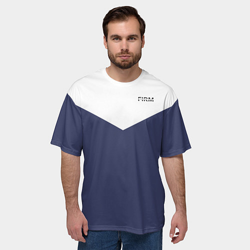 Мужская футболка оверсайз FIRM бело-синий / 3D-принт – фото 3