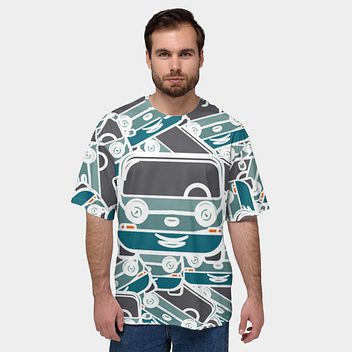 Мужская футболка оверсайз Абстракция машина / 3D-принт – фото 3