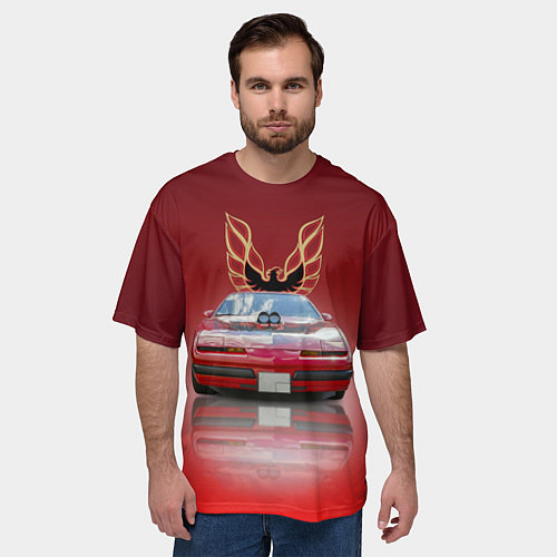 Мужская футболка оверсайз Американский спорткар Pontiac Firebird / 3D-принт – фото 3