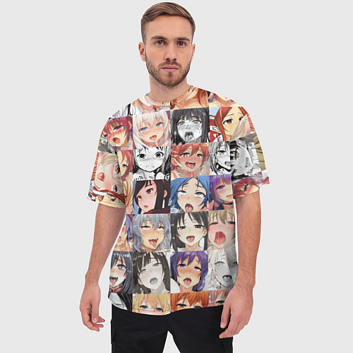 Мужская футболка оверсайз Anime hentai ahegao manga / 3D-принт – фото 3
