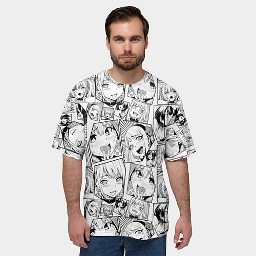 Мужская футболка оверсайз Anime hentai ahegao / 3D-принт – фото 3