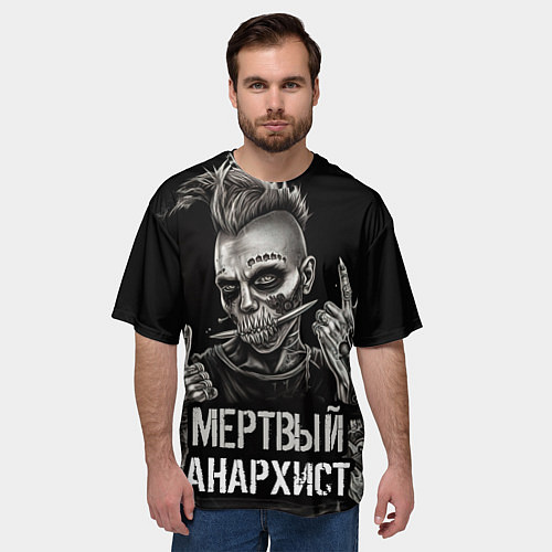 Мужская футболка оверсайз Мертвый анархист панк / 3D-принт – фото 3