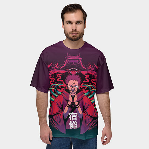 Мужская футболка оверсайз Магическая битва Сукуна и монстр / 3D-принт – фото 3