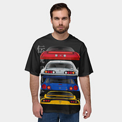 Футболка оверсайз мужская Тойота, Ниссан, Хонда, Скайлайн, цвет: 3D-принт — фото 2
