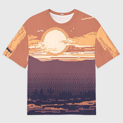 Футболка оверсайз мужская Пиксельный пейзаж пустыни, цвет: 3D-принт