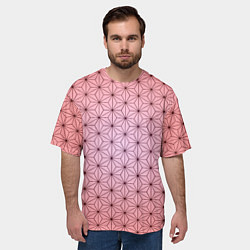 Футболка оверсайз мужская Нэдзуко Камадо узор кимоно, цвет: 3D-принт — фото 2