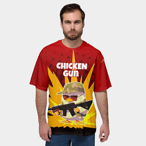Мужская футболка оверсайз Chicken Gun - спецназ / 3D-принт – фото 3