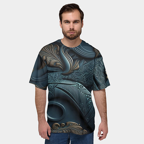 Мужская футболка оверсайз Узорные фракталы / 3D-принт – фото 3