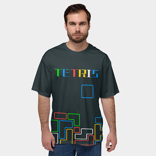 Мужская футболка оверсайз Tetris neon / 3D-принт – фото 3