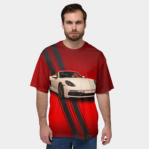 Мужская футболка оверсайз Немецкий спортивный автомобиль Porsche / 3D-принт – фото 3