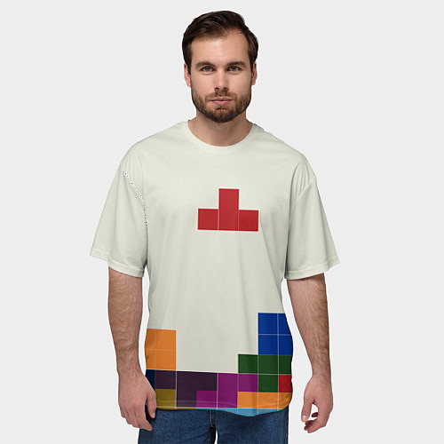 Мужская футболка оверсайз Поиграем в Тетрис / 3D-принт – фото 3