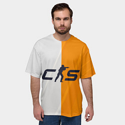 Футболка оверсайз мужская Counter Strike 2 White Orange Stripes, цвет: 3D-принт — фото 2
