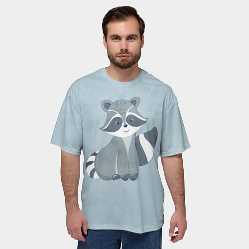 Мужская футболка оверсайз Кроха енот / 3D-принт – фото 3