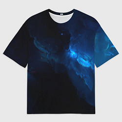 Футболка оверсайз мужская Чёрный и синий космос, цвет: 3D-принт