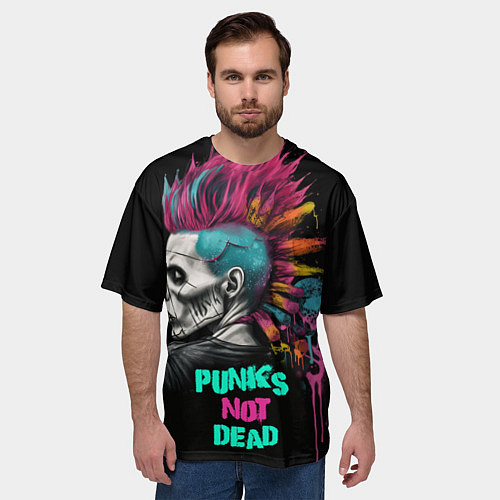 Мужская футболка оверсайз Punks not dear / 3D-принт – фото 3