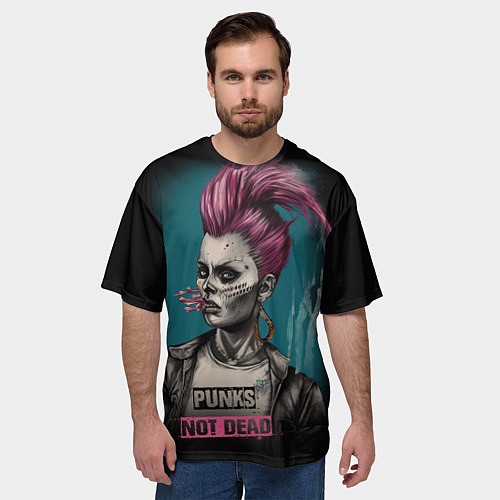 Мужская футболка оверсайз Punks no dead girl / 3D-принт – фото 3