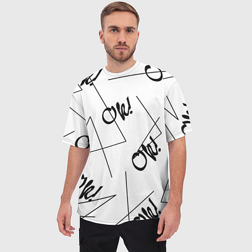 Мужская футболка оверсайз Ok / 3D-принт – фото 3