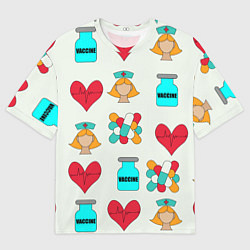 Футболка оверсайз мужская Вакцина, пипюпи и сердце, цвет: 3D-принт