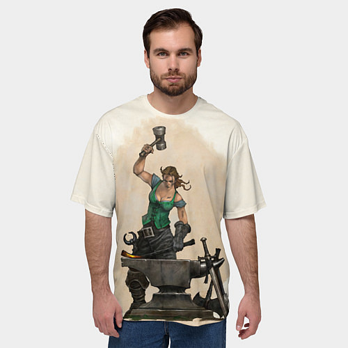 Мужская футболка оверсайз Fable II Кувалда / 3D-принт – фото 3