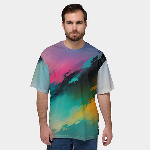 Мужская футболка оверсайз Абстрактный туман / 3D-принт – фото 3