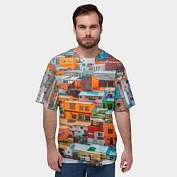 Футболка оверсайз мужская Красочный Камчхон-дон в городе Пусан, цвет: 3D-принт — фото 2