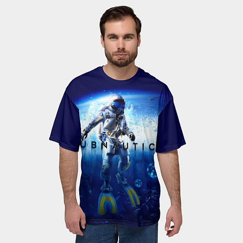 Мужская футболка оверсайз Subnautica аквалангист / 3D-принт – фото 3