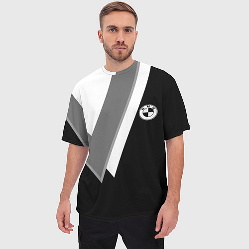 Мужская футболка оверсайз Бмв - классический черный / 3D-принт – фото 3