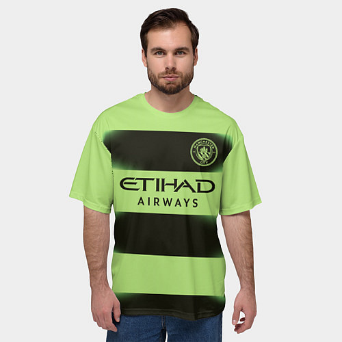Мужская футболка оверсайз Манчестер Сити форма 2223 третья / 3D-принт – фото 3