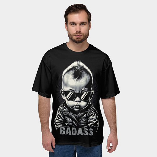 Мужская футболка оверсайз Badass / 3D-принт – фото 3