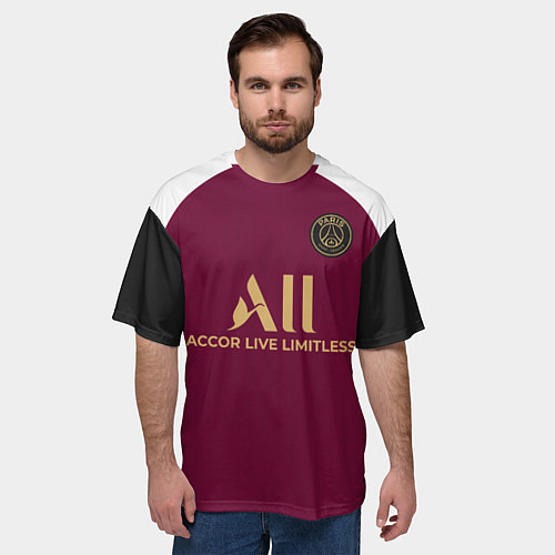 Мужская футболка оверсайз Форма ПСЖ третья / 3D-принт – фото 3