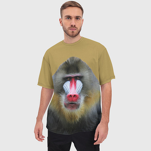 Мужская футболка оверсайз Мандрил обезьяна / 3D-принт – фото 3