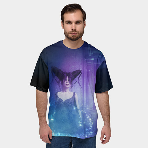 Мужская футболка оверсайз Ведьма со звездной пылью в старом замке / 3D-принт – фото 3
