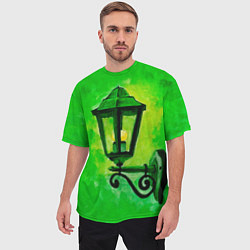 Футболка оверсайз мужская Уличный зелёный фонарь, цвет: 3D-принт — фото 2