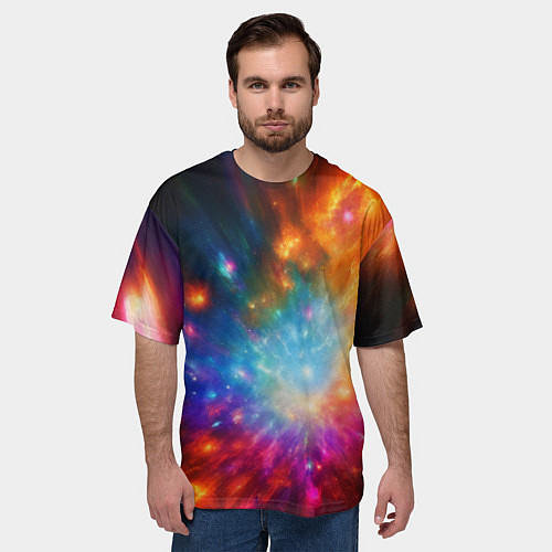 Мужская футболка оверсайз Космическая многомерность / 3D-принт – фото 3