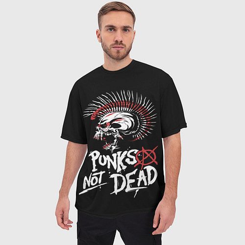Мужская футболка оверсайз Punks not dead - анархия / 3D-принт – фото 3