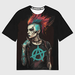 Футболка оверсайз мужская Анархия девушка панк, цвет: 3D-принт