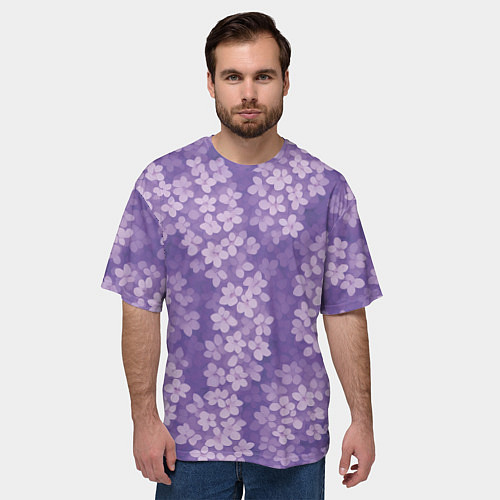 Мужская футболка оверсайз Цветы сирени / 3D-принт – фото 3