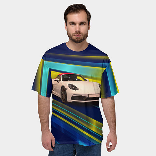 Мужская футболка оверсайз Спортивная немецкая машина Porsche 911 / 3D-принт – фото 3