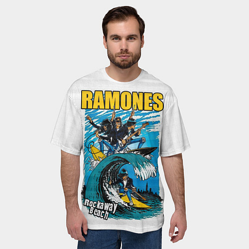 Мужская футболка оверсайз Ramones rock away beach / 3D-принт – фото 3
