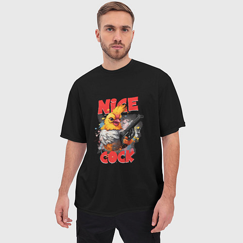 Мужская футболка оверсайз Chicken gun nice cock / 3D-принт – фото 3