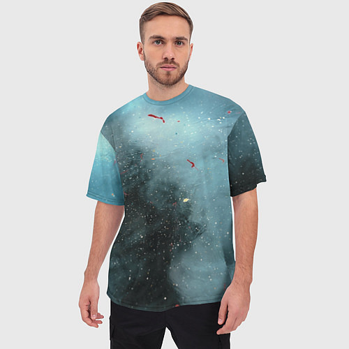 Мужская футболка оверсайз Синий дым и остатки красок / 3D-принт – фото 3
