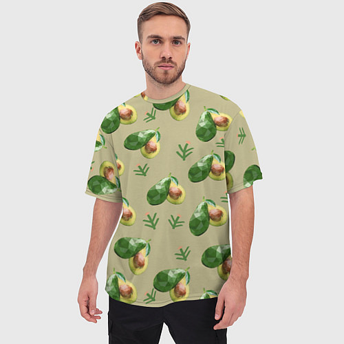 Мужская футболка оверсайз Авокадо и веточка / 3D-принт – фото 3