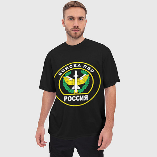 Мужская футболка оверсайз ПВО России / 3D-принт – фото 3
