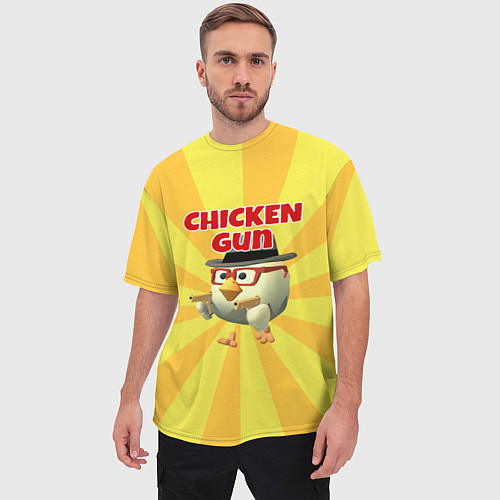 Мужская футболка оверсайз Chicken Gun с пистолетами / 3D-принт – фото 3