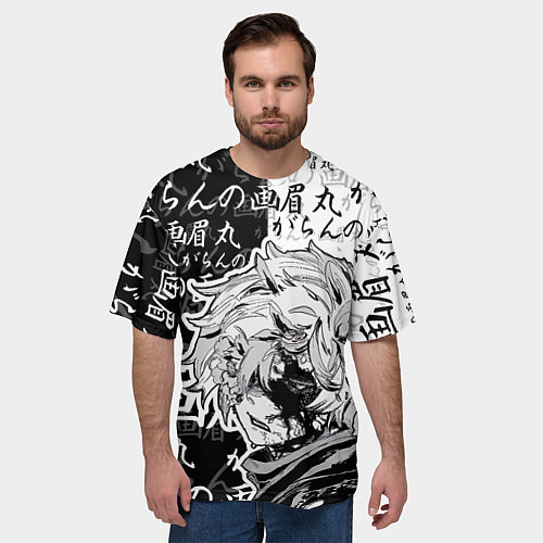 Мужская футболка оверсайз Адский рай - иероглифы / 3D-принт – фото 3