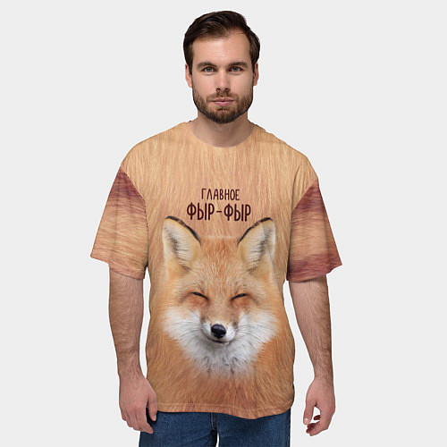 Мужская футболка оверсайз Лиса фырчит / 3D-принт – фото 3