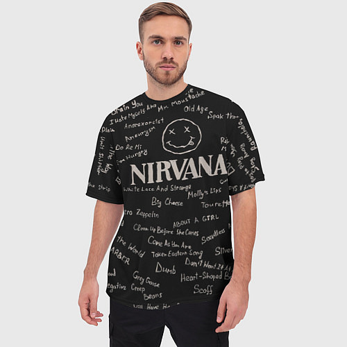 Мужская футболка оверсайз Nirvana pattern / 3D-принт – фото 3